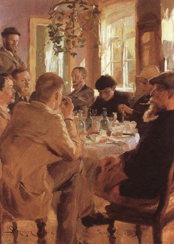 Peder Severin Kroyer Artists at Breakfast oil painting picture